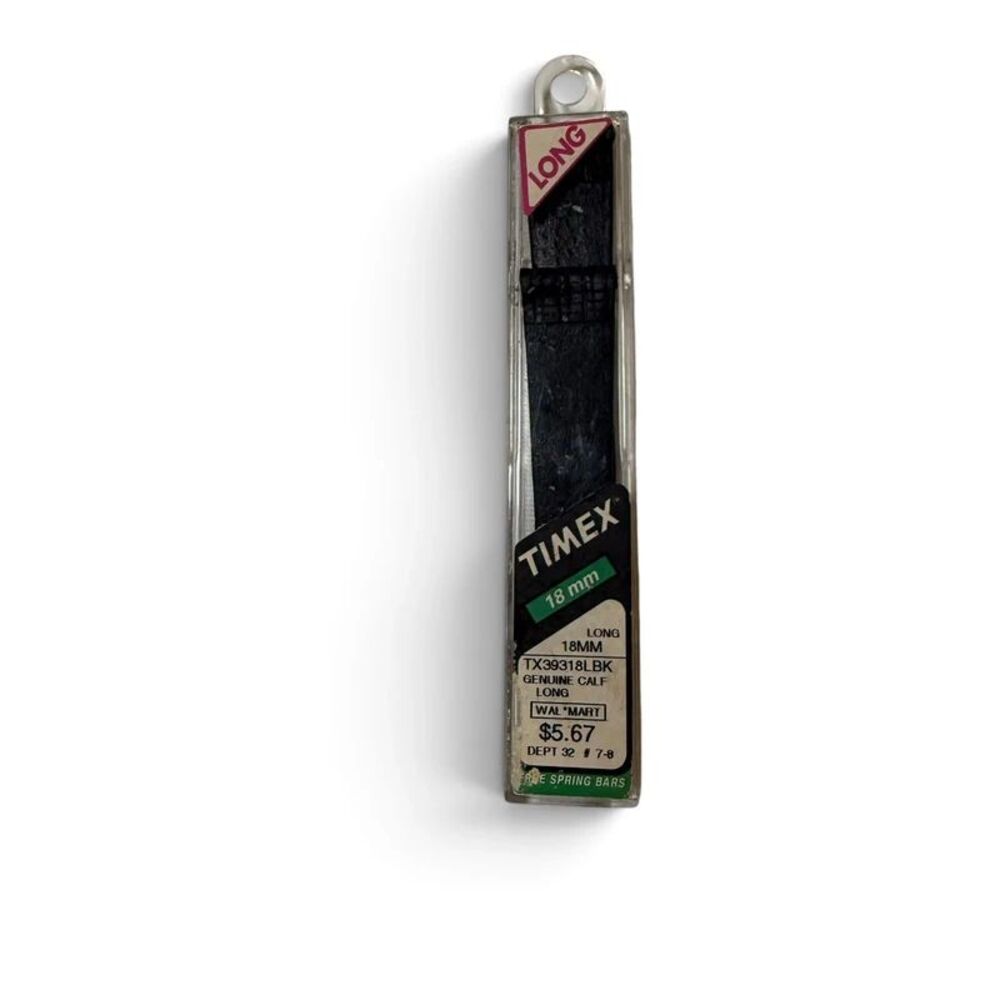 Vtg Timex 18mm Watch Band Black Genuine Calf Leather Long NOS New Deadstock